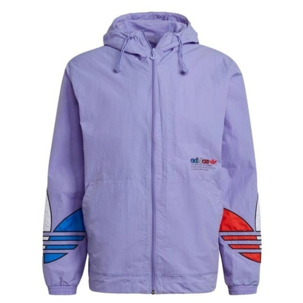NWT adidas Originals Mens Adicolor Tricolor Windbreaker Light Purple - Picture 3 of 11